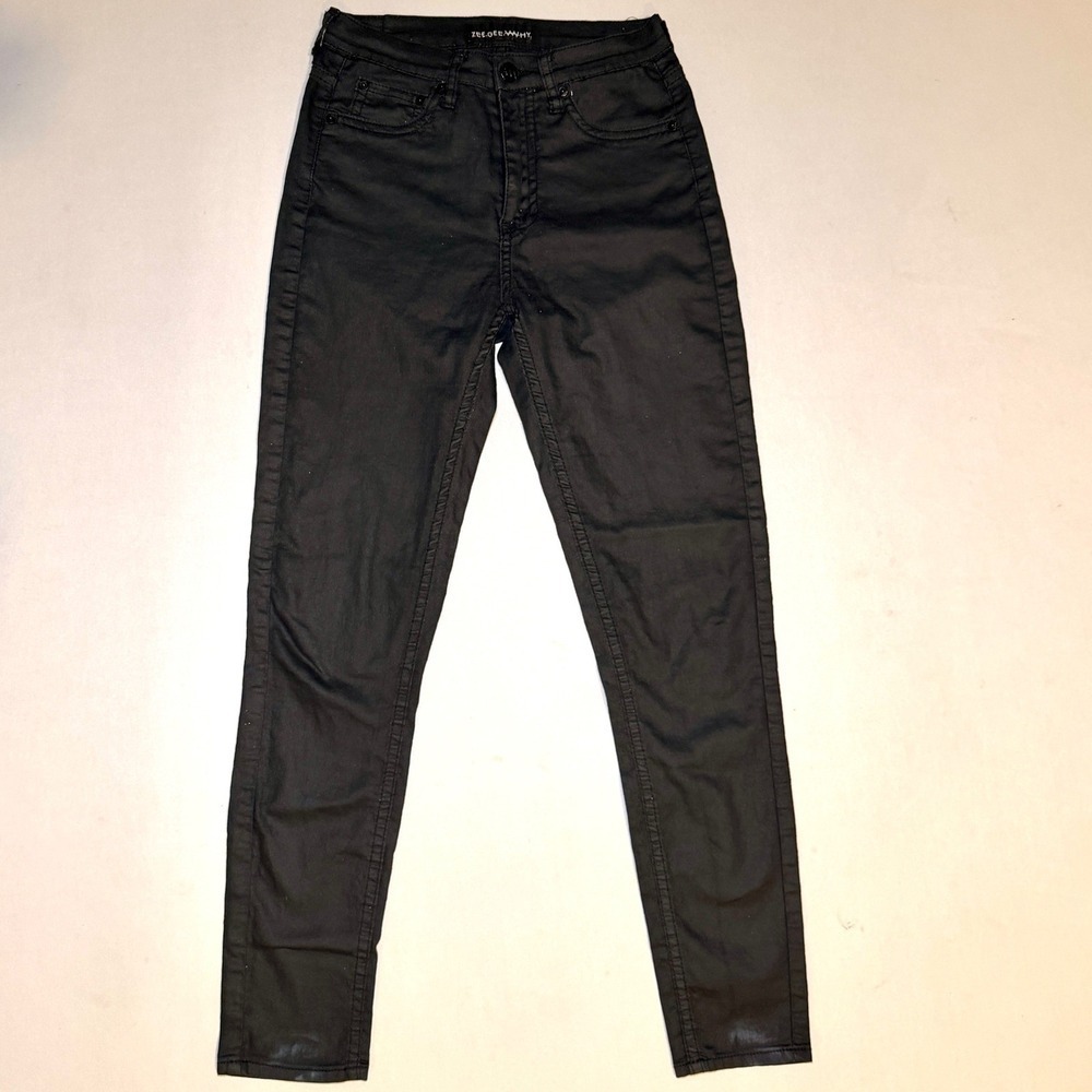 Zee Gee Why Skinny Jeans 28 Black Coated Sticks & Bones Super Tight High Waisted